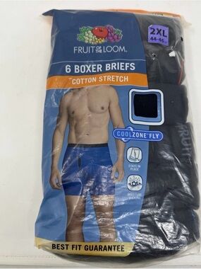Fruit of the Loom Men's Boxer Briefs - Black (6 Pack)